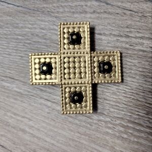 Danecraft vintage matte gold and black cross brooch